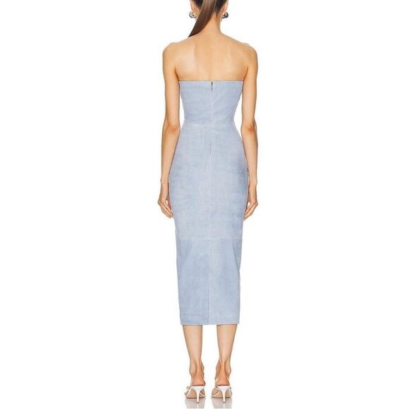 RARE SPRWMN Light Blue Suede Tube Dress - Picture 2 of 5